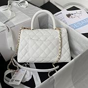 Chanel Small Coco Handle Flap Bag in white caviar leather with light gold hardware 23cm - 5
