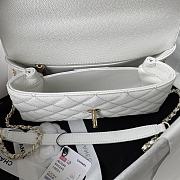 Chanel Small Coco Handle Flap Bag in white caviar leather with light gold hardware 23cm - 3