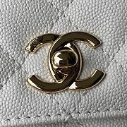 Chanel Small Coco Handle Flap Bag in white caviar leather with light gold hardware 23cm - 2