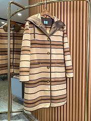 Burberry Hooded Striped Leather-Trimmed Wool Coat - 5