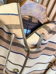 Burberry Hooded Striped Leather-Trimmed Wool Coat - 6