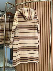 Burberry Hooded Striped Leather-Trimmed Wool Coat - 3