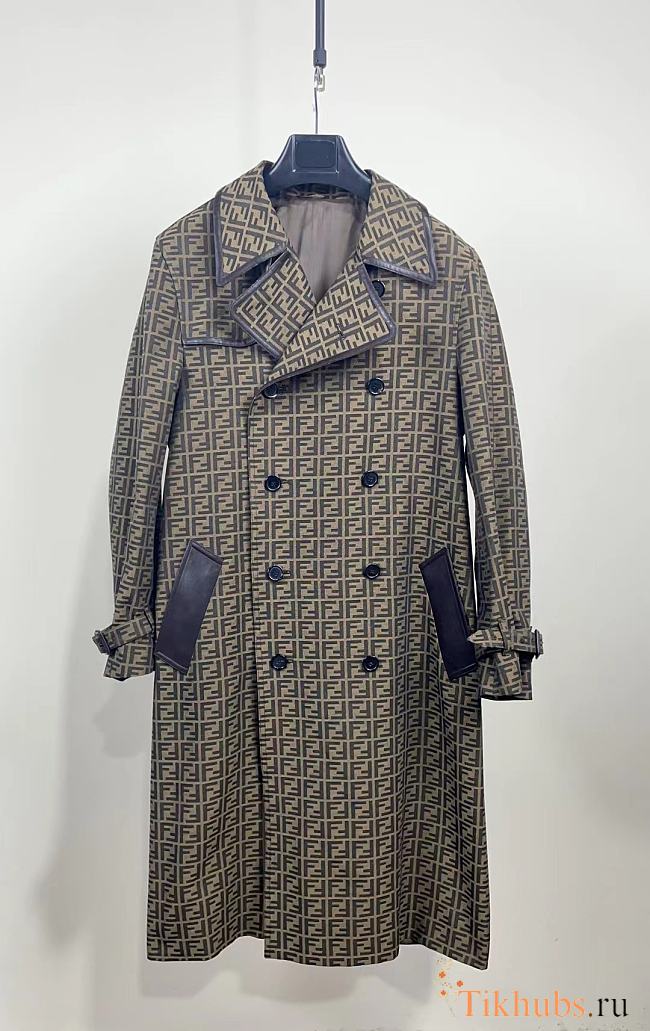Fendi FF Jacquard Double-Breasted Trench Coat. - 1