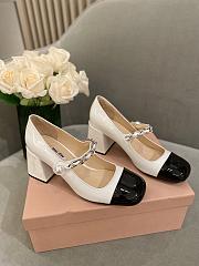 Miu Miu patent leather Mary Jane pumps white and black high 6.5cm - 6