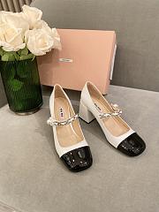 Miu Miu patent leather Mary Jane pumps white and black high 6.5cm - 5