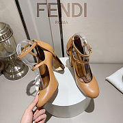 Fendi Delfina Dove Brown Leather High-heeled Court Shoes heel 10cn - 6