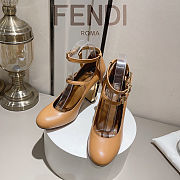 Fendi Delfina Dove Brown Leather High-heeled Court Shoes heel 10cn - 5