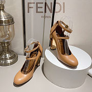 Fendi Delfina Dove Brown Leather High-heeled Court Shoes heel 10cn - 4