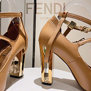 Fendi Delfina Dove Brown Leather High-heeled Court Shoes heel 10cn - 3