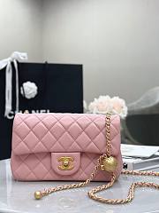 Chanel Mini Camellia Crush Rectangular Flap Rose Clair Lambskin Antique Gold Hardware 20cm - 1