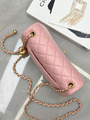 Chanel Mini Camellia Crush Rectangular Flap Rose Clair Lambskin Antique Gold Hardware 20cm - 3