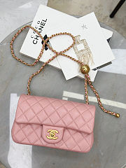 Chanel Mini Camellia Crush Rectangular Flap Rose Clair Lambskin Antique Gold Hardware 20cm - 2