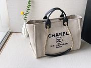 Chanel 22S Small Deauville Tote Mixed Fibers Deauville Tote Beige Black and Gold Hardware 39cm - 2