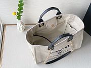 Chanel 22S Small Deauville Tote Mixed Fibers Deauville Tote Beige Black and Gold Hardware 39cm - 4