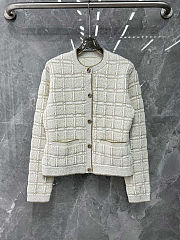 	 Gucci Wool and Lamé Check Jacquard Cardigan. - 1