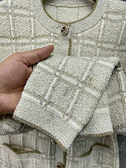 	 Gucci Wool and Lamé Check Jacquard Cardigan. - 6