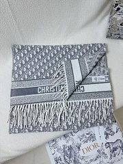 	 Dior Oblique scarf in ecru and gray cashmere - 6