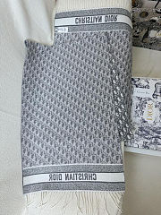 	 Dior Oblique scarf in ecru and gray cashmere - 2