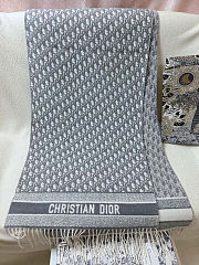 	 Dior Oblique scarf in ecru and gray cashmere - 3