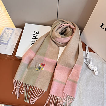 Loewe Leather-trimmed fringed wool and cashmere-blend scarf 30x180cm