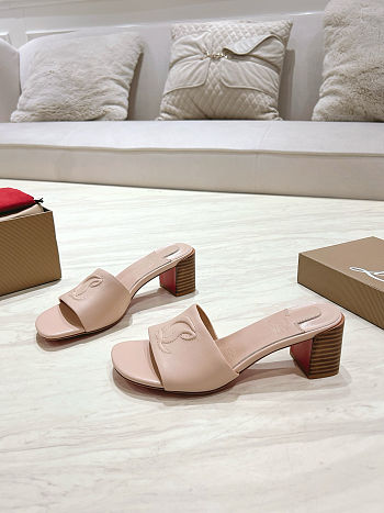 Christian Louboutin So CL 55 leather heeled mules in a beige color high 8.5cm