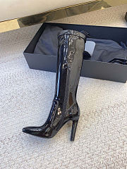 Saint Laurent black patent leather knee-high boots heigh 10.5 cm - 6