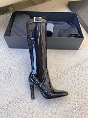 Saint Laurent black patent leather knee-high boots heigh 10.5 cm - 2