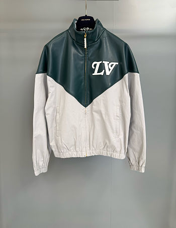  Louis Vuitton Graphic Leather Mix Tracktop in dark green and beige 1AIJX2