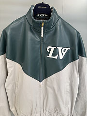 Louis Vuitton Graphic Leather Mix Tracktop in dark green and beige 1AIJX2 - 4