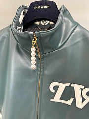  Louis Vuitton Graphic Leather Mix Tracktop in dark green and beige 1AIJX2 - 3