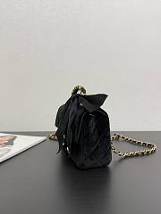 CHANEL Mini Flap Bag With Handle Silk & Gold Metal Black 13×20×6 cm - 3