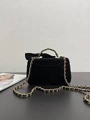 CHANEL Mini Flap Bag With Handle Silk & Gold Metal Black 13×20×6 cm - 4