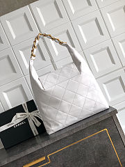 Chanel Maxi Hobo Bag Shiny Calfskin & Gold-Tone Metal White size 34*36*12 cm - 2