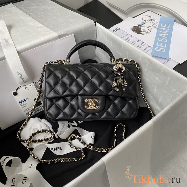 Chanel Mini Flap Bag Handle 'Black' 20x12x6cm - 1