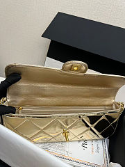 Large flap bag with handle Mirrored Calfskin & Gold Metallic Pale gold 12x29x5cm - 6