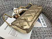 Large flap bag with handle Mirrored Calfskin & Gold Metallic Pale gold 12x29x5cm - 5