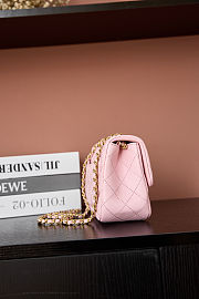 Chanel Mini flap bag Shiny Lambskin & Gold Plated Metal Light pink 13×18×7cm - 6