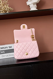 Chanel Mini flap bag Shiny Lambskin & Gold Plated Metal Light pink 13×18×7cm - 3