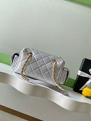 Chanel Mini Boston Bag in silver quilted leather 15.5x24x11.5 cm - 6