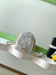 Chanel Mini Boston Bag in silver quilted leather 15.5x24x11.5 cm - 4