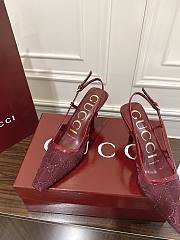  Gucci Women's GG crystal slingback pump red heel 7.5cm - 6