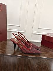  Gucci Women's GG crystal slingback pump red heel 7.5cm - 5