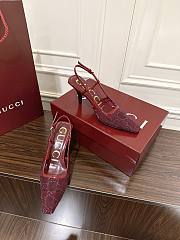  Gucci Women's GG crystal slingback pump red heel 7.5cm - 4