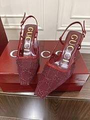  Gucci Women's GG crystal slingback pump red heel 7.5cm - 3