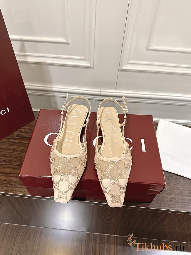 GUCCI Demi Crystal GG Slingback Ballerina Flats - 1