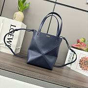 Loewe Mini Puzzle Fold Tote Bag in shiny calfskin in the color Abyss Blue 16.5*9.5*20CM - 1
