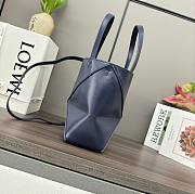 Loewe Mini Puzzle Fold Tote Bag in shiny calfskin in the color Abyss Blue 16.5*9.5*20CM - 6