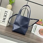 Loewe Mini Puzzle Fold Tote Bag in shiny calfskin in the color Abyss Blue 16.5*9.5*20CM - 3