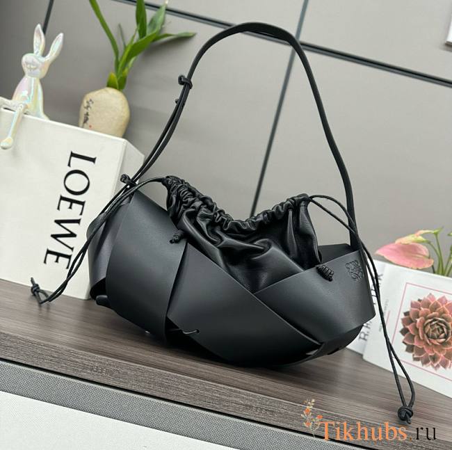Loewe Flamenco clutch bag in black leather 38*18*17CM - 1