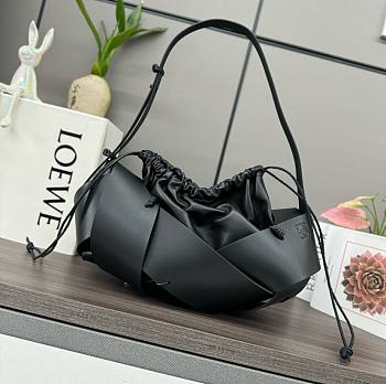Loewe Flamenco clutch bag in black leather 38*18*17CM